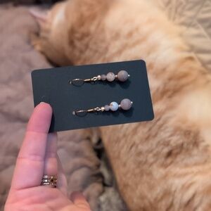 Elegant Blue purple Beaded Earrings Semi-precious Beads